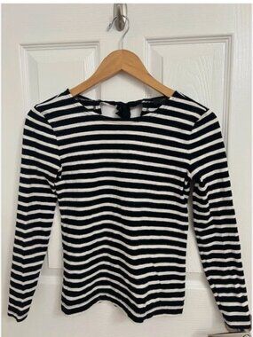J. CREW XXS Striped Black/White Top - Bows on Back